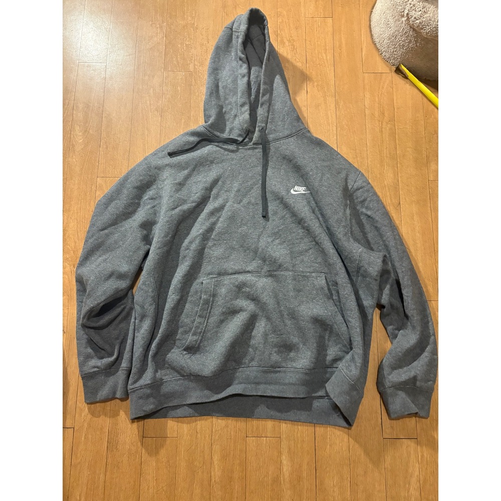Nike Sportswear Club Fleece Hoodie Grey Embroidered Logo Pullover XL